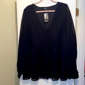 Black shear sleeve Top